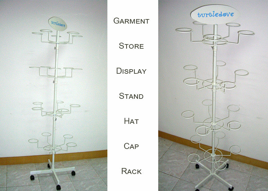 Spinner Hat Metal Clothing Display Rack / Multiple Hooks Baseball Hat Display Rack