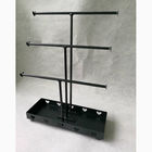 3 Bar Necklace Rotatable Metal Tabletop Display Stands Of Gloss Black Wire