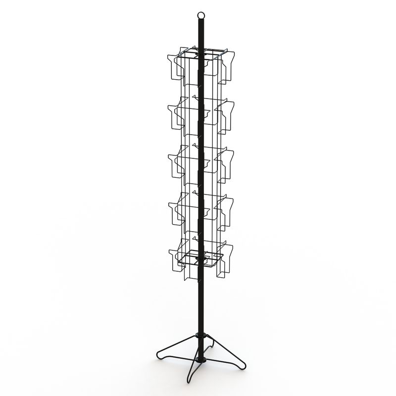 Wire Base Spinner Pockets Rotatable Black Metal Book Display Stand